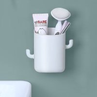 灰白色|卫生间牙刷置物架壁挂式免打孔浴室厕所洗漱台梳子牙膏筒收纳架