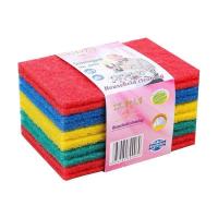 精品特厚彩色清洁棉10个装|含砂去污不沾油百洁布 厨房清洁用品刷锅洗锅抹布