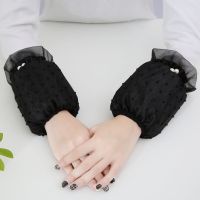双层蕾丝袖套女短款防尘护袖秋冬季办公套袖女式成人