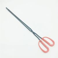 63cm 塑柄扁嘴垃圾钳|垃圾夹长塑柄扁头火钳拾物器环卫手工铁钳烧烤夹子炭钳煤饼夹