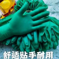 B级加厚牛筋绿色100只 M中号|一次性手套丁晴机械维修防油橡胶乳胶丁腈防水耐酸碱洗碗清洁防护