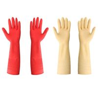 红色单层+均码加绒各1双[共2双] M码[掌宽8-9.5cm]|洗碗手套防水橡胶乳胶薄款厨房加绒保暖刷洗衣服胶皮塑胶清洁