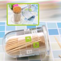 单尖水果牙签[5罐]透明高盖 多加1袋装1250支双尖|毛竹牙签超细欧式创意餐厅饭店家用多功能自动便携筒罐盒盅装