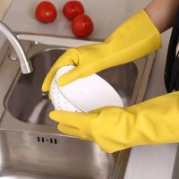 [加厚牛筋黄色100克]3双装 M|四季薄款乳胶手套洗碗家务清洁洗衣服加厚纯胶耐磨手套