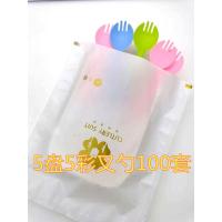 复光膜5盘5彩叉勺100套|蛋糕餐具盘叉组塑料一次性蛋糕叉碟套装生日派对刀叉盘组蜡烛