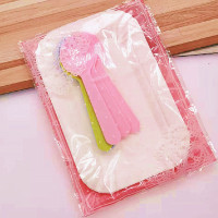 (粉袋5盘5彩100套)|蛋糕餐具盘叉组塑料一次性蛋糕叉碟套装生日派对刀叉盘组蜡烛