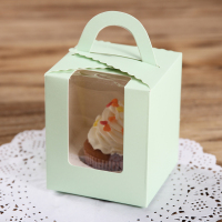 绿色50个装|纸杯蛋糕纸杯手提布丁马芬杯子蛋糕盒木糠杯开窗 烘焙包装盒