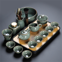 古达哥窑茶具套装家用办公室会客轻奢中式陶瓷茶杯小功夫泡茶