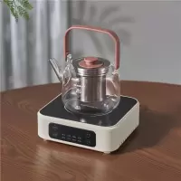 金正(NiNTAUS)电陶炉煮茶器玻璃烧水泡茶迷你小型家用煮茶炉电热炉_象牙白「液晶触摸款不锈钢滤网提梁壶」