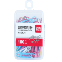 得力0024彩色回形针 100只装