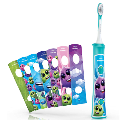 飞利浦(Philips)儿童专用电动牙刷HX6322/04蓝牙版 充电式声波震动式牙刷 预防蛀牙呵护幼齿