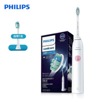 飞利浦(PHILIPS) 电动牙刷 充电式声波震动牙刷 自带1支刷头 2种洁齿强度 蜜桃粉HX3734/03
