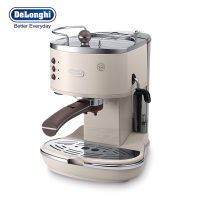 德龙(Delonghi)咖啡机 复古系列半自动咖啡机 家用意式浓缩 泵压式不锈钢锅炉 ECO310.VBG奶油白
