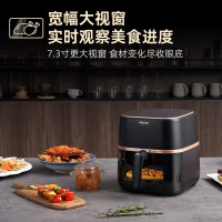 飞利浦(PHILIPS)空气炸锅家用5L大容量 可视 不用翻面 智能液晶触控 宽温域多功能电炸锅HD9455/80 黑色