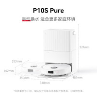 (送耗材)石头(roborock)扫地机器人扫拖一体 P10S Pure 扫拖洗烘一体机 自动集尘烘干补水擦地拖地