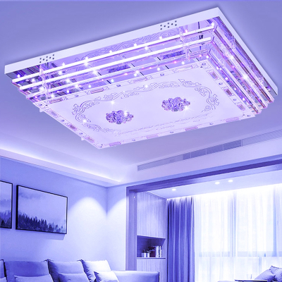 法耐(FANAI)现代长方形水晶灯客厅灯具大气LED吸顶灯变色卧室灯温馨浪漫遥控