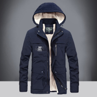 蒙洛里克羊羔绒外套男加厚加绒冬季保暖连帽中年男士爸爸父冬天棉衣棉服J 运动棉衣