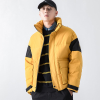 Manloric羽绒服男短款2022冬季新款韩版潮立领宽松拼色保暖加绒工装外套WSL-610