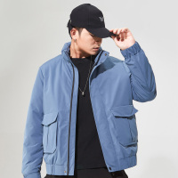 Manloric蒙洛里克2022冬季男士加绒轻薄立领潮流简约宽松印花百搭通勤保暖羽绒服 2088