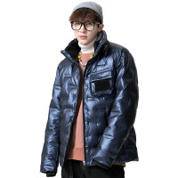 Manloric羽绒服男2022新款冬季短款潮牌帅气加厚亮面外套轻薄韩版冬装EL-2718
