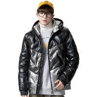 Manloric羽绒服2022年新款男短款轻薄连帽加厚外套潮牌帅气男士白鸭绒冬装EL-2753