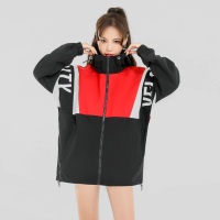 Manloric外套女2022春季新款拼色夹克帅气街头潮流运动连帽百搭外套85227