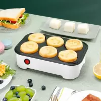 煎鸡蛋汉堡机平底锅家用煎锅纳丽雅早餐机商用煎饼锅蛋饺模具_陶瓷白电热款六孔汉堡锅