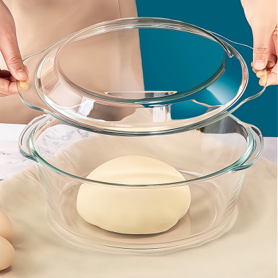 烘焙精灵带盖玻璃和面盆不沾面发面料理盆汤碗家用厨房活面盆子打蛋揉面盆