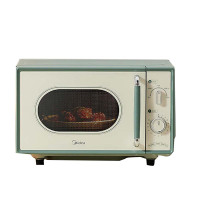 美的(Midea)小滋味微波炉家用小型复古旋钮薄荷曼波风一级能效平板变频轻音预制菜加热M1G1