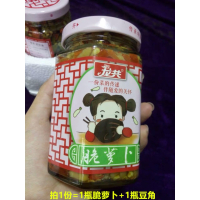 210g*2瓶龙共爽口香辣萝卜干咸菜下饭菜开胃辣酸豆角豇豆泡酱腌菜贪食铺仔-好食兔