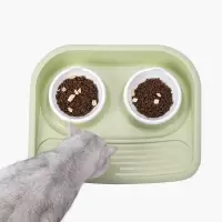 防溅水米妮狗碗金毛宠物碗大号单碗大型犬狗盆食盆水碗 绿底白碗 防溅