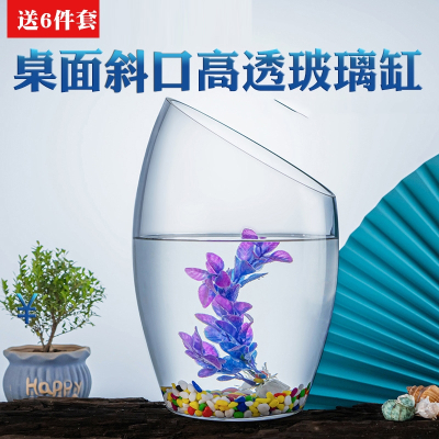 透明玻璃米妮小鱼缸水族箱个性创意两用迷你金鱼缸小型水培植物鱼缸
