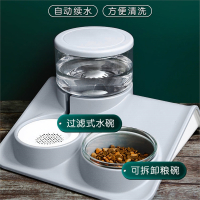 猫咪饮水机米妮流动狗水盆狗狗不湿嘴喂水宠物喝水用品自动喂食器_喂食喂水双碗-蓝