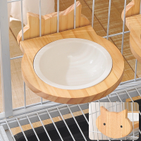 布鲁仕猫碗猫盆陶瓷猫狗食具笼内实木框架防打翻挂碗_猫头单碗_