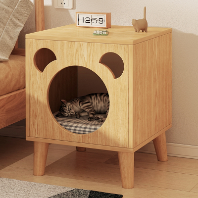 实木猫窝米妮床头柜简约小型床边柜多功能猫舍储物柜子猫咪专用床子
