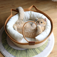 新款编织猫窝米妮玩具球一体网红宠物窝四季通用可水洗保暖睡觉窝猫咪