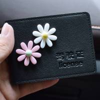 驾驶证皮套女士网红女款个性创意机动车行驶证驾照本保护套一体包 黑色八瓣花朵(2卡位)