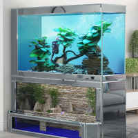 鱼缸客厅大型超白玻璃鱼缸米妮屏风隔断墙小型免换水乌龟缸(MN-08)