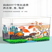 塑料鱼缸超白透明水族箱仿玻璃亚克力桌面米妮热弯小型客厅家用乌龟缸