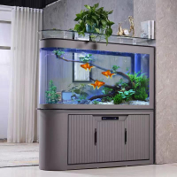 鱼缸水族箱子弹头家用客厅屏风隔断底部过滤生态米妮现代轻奢风