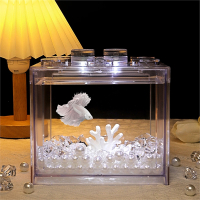 泰国斗鱼专用鱼缸米妮亚克力网红积木客厅家用桌面小型积木盒造景全套