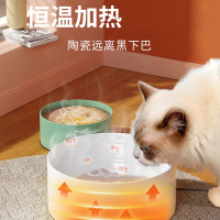 加热猫碗米妮陶瓷恒温猫食盆宠物狗狗喝水碗猫粮双碗喂食用品