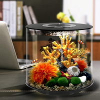 创意鱼缸米妮客厅小型桌面增氧水族箱生态懒人造景鱼缸
