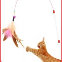 米妮逗猫棒带铃铛羽毛自嗨宠物猫咪玩具钢丝超长杆喵咪用品成幼猫