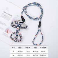 米妮外出专用猫咪牵引绳牵狗绳蓝猫胸背带遛猫链防挣脱兔子绳子拴猫绳_藏青-樱桃_S-小型