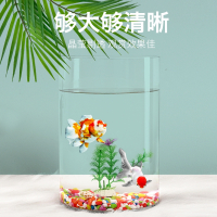 金鱼缸玻璃水族箱米妮小型创意生态圆形圆柱大号乌龟缸造景配饰缸