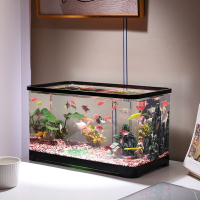 鱼缸米妮客厅造景家用超白生态塑料创意过滤懒人免换水透明桌面水族箱