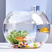 米妮办公室小鱼缸加厚透明玻璃乌龟缸客厅家用桌面圆形小型金鱼缸