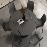 手逗岩板方圆两用餐桌可旋转伸缩圆桌家用小户型现代简约多功能变形桌