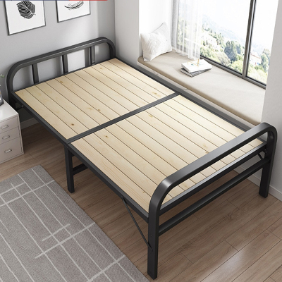 时光旧巷折叠床木床板1.2米家用简易双人硬板铁架加固1米小单人床